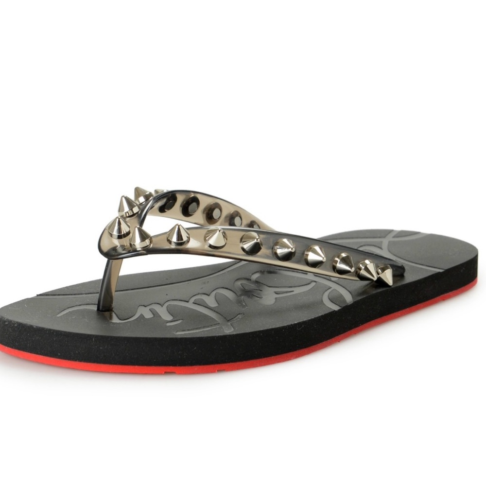 Christian Louboutin Women's LOUBI FLIP SPIKES Flip Flops Sandals Shoes!